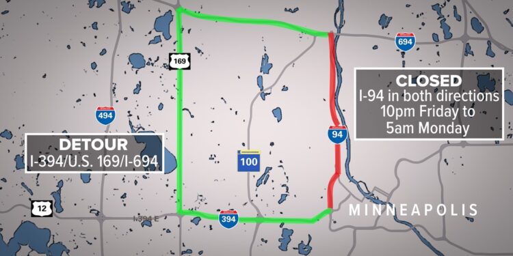 Site visitors Alert: I-94 to shut in Minneapolis from June 2 to five