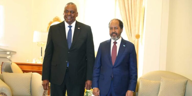 Somali president meets with U.S. Protection Secretary Lloyd Austin in Djibouti